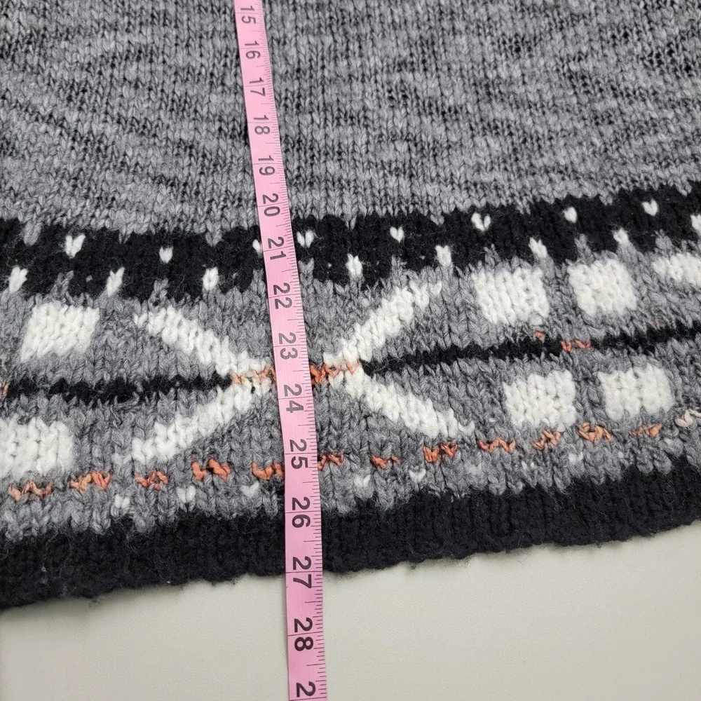 Free People Gray Sweater Womens Size S Wool Blend 3/4 Sleeve Oversized Boxy READ